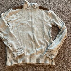 Rue21 MENS Cream and Brown Cowl Neck Sweater with Ribbed Details